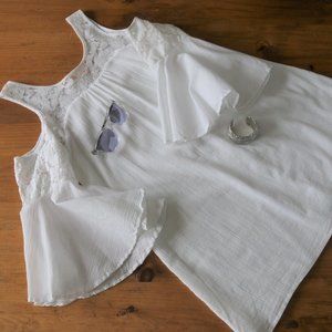 White Summer Dress Tank Lace Bell Sleeve Lined